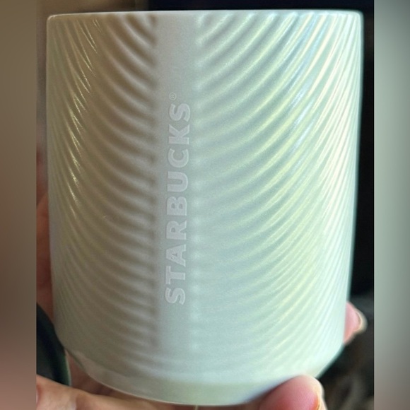 Starbucks Pearlescent Ceramic Short Tumbler Mint Green Ribbed Cup 8oz New 2023 - Picture 7 of 16